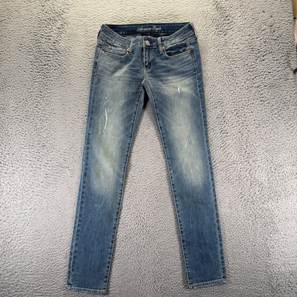 American Eagle Outfitters Jeans Women's 2 Blue Cotton Denim Skinny Faded Stretch